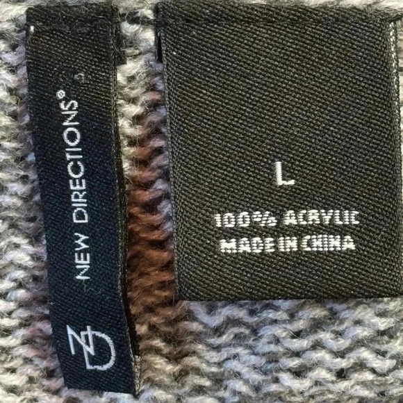 New Directions Gray Open Front Asymmetric Hem Cardigan Sweater Large - Picture 3 of 3